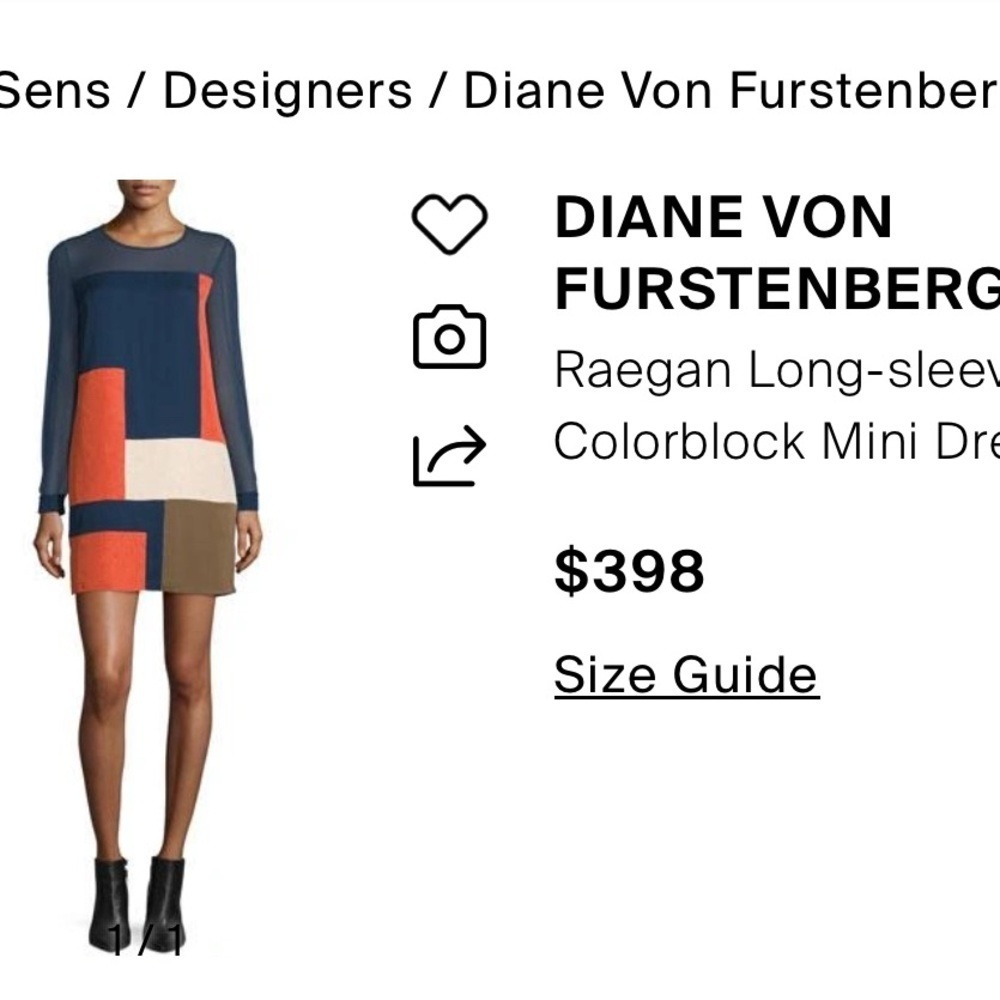 Diane Von Furstenberg Raegan #D946201L16W Silk Geometric Shift Dress Sz 6 - Picture 2 of 11